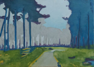 23 FORET DES LANDES 70 X 50 toile lin  Technique Cire