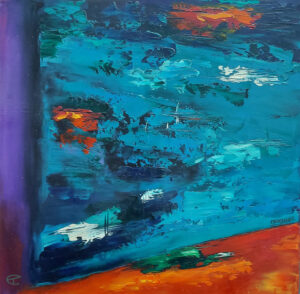 26 PARTIE M 50X50 toile lin  huile au couteau